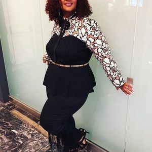 Black and white peplum top